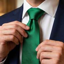 Set Of 3 Light Gray Ties For Groomsmen, Weddings, And Events - Emerald Green - View 8