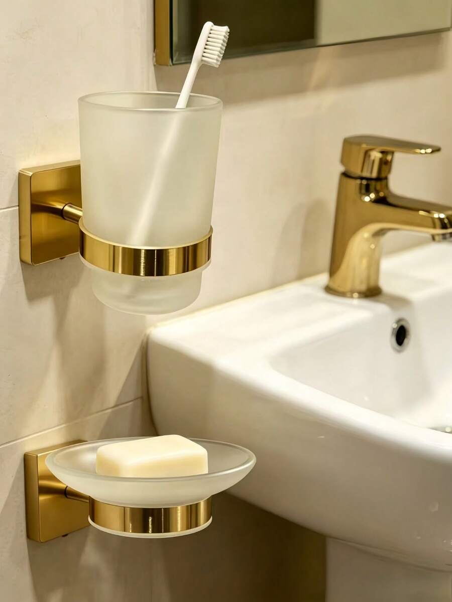 Stainless Steel Soap Dish, Wall-Mounted Soap Dispenser, Shower Gel Dispenser Bottle, Hand Soap Bottle, Bathroom Storage Hook, 1pc - Square Base - View 1