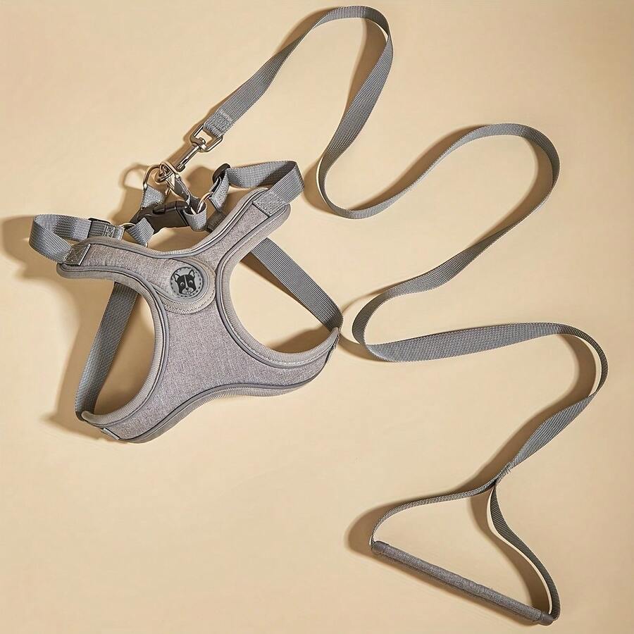 Conjunto de arnês e trela para cão, colete macio anti-colisão ajustável, equipamento de passeio para animais de estimação, adequado para cães pequenos e médios