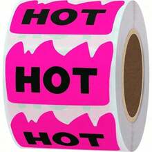 ADS  500pcs Rave Hot Stickers 2 X 1-1/5 Inch Fluorescent Hot Flame Fire Shape Labels Marking Popular Items For Restauresent Supermarkets Stores Shops - 顏色B - 查看 2