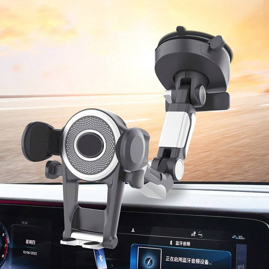 360°可旋轉吸盤式車用手機支架，附停車號碼牌，可調節伸縮臂，適用於4.7-6.8吋智慧型手機