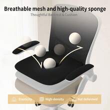 Ergonomic Mesh Office Chair With Flip Armrests And Lumbar Support - Black & White-premium - View 7