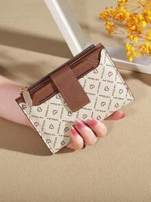 Vintage Solid Color Short Wallet, Portable Bifold Coin Purse, Women's Credit Card Holder - White - View 1