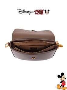 Disney 聯名時尚 PU 小方格鏈條斜挎肩背包 女款 棕色 小號 - 彩色 - 查看 7