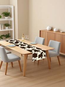 1 Pieza Camino de Mesa con Estampado de Vaca Estilo Western Granja Lavable Adecuado para Fiestas al Aire Libre y en Interiores Cocina Hogar Mesa de Comedor Centro de Mesa Puede Usarse para Sala de Estar Mesa de Comedor Rectangular Decoración de Restaurante - Camel - Ver 3
