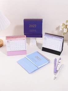 1pc Vertical Flip Cover 2027 Calendar, 10 Colors To Choose From Office Desk Decorations, For Daily Schedule Planning And Important Day Marking, Back-To-School School Supplies For Friends - Single Piece - View 6