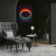 Póster plano 2D, 2D plano, 1 pieza sin marco, Decoración de pintura en lienzo de escena astronómica de eclipse solar total, Adecuado para el hogar, jardín, granja y decoración de baño, Decoración de pared, Colgante duradero para el hogar, Regalo de vacaciones - Enmarcado - Ver 2