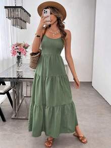 Strappy Backless Dress With Large Bows And Fitted Waist - Green - View 7