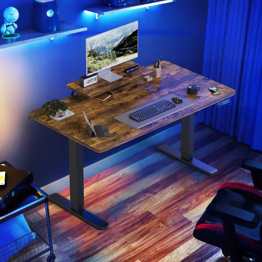 Devoko 120/140/160cm Height Adjustable Desk With Monitor Stand, Ergonomic Desk For Home Office, Office Table - 查看 1