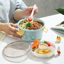 MIFFY官方可愛日系不鏽鋼圓形便當盒附餐具 防漏便攜式便當盒 辦公室工作水果沙拉餐點準備 旅行美學Y2K 女士女孩禮物 2026熱門Tk Ins限量版 - 彩色 - 查看 10