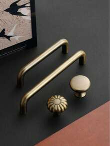1pc Antique Style Embedded Metal Handle, Suitable For Drawers, Cabinets, Trash Cans, Comes With Installation Hardware, Painted Surface Finish, Suitable For Home Furniture - Bronze - View 7