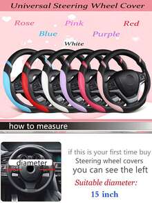 1Pc Leather Car Steering Wheel Cover, Non-Slip Car Wheel Cover Protector Breathable Microfiber Leather Universal Fit For Most Cars - A - View 7