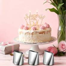 3/5 Pcs Large Piping Tips Set, Stainless Steel Cake Icing Nozzles Tips Decorating Tools, Big Piping Frosting Icing Tip Accessories For Cookie Cupcake Fondant Cakes Baking Buttercream Decorating Supplies - Silver - View 11