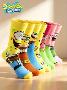 SpongeBob SquarePants 7 Đôi/3 Đôi/1 Đôi Tất Nữ Cao Đến Bắp Chân, Dùng Cho Mọi Mùa, In Hoạt Hình Vui Nhộn & Độc Đáo, Biểu Cảm Thời Trang & Kỳ Quặc, Phân Loại Ngẫu Nhiên, Phù Hợp Cho Ở Nhà, Nghỉ Lễ, Thể Thao Và Mặc Hàng Ngày - Nhiều màu - Xem 1