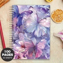 1本蝴蝶幻想筆記本，迷人日記適合夢幻書寫，自然愛好者的理想禮物，100頁，高品質紙張，魔幻封面藝術 - E - 查看 6