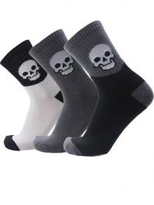 3/5/6 đôi tất nữ cao cổ bắp chân, tất Halloween đen đậm họa tiết đầu lâu hoạt hình Happy Socks, mềm thoáng khí, phong cách đường phố hip-hop thường ngày, tất cao cổ chùng cho chạy bộ ngoài trời, thể thao, bóng rổ, yoga, tất nữ Halloween - Nhiều màu - Xem 1
