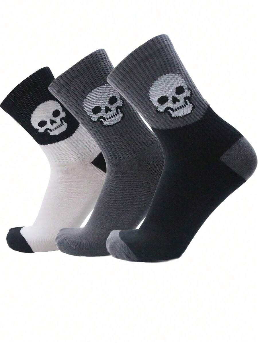 3/5/6 đôi tất nữ cao cổ bắp chân, tất Halloween đen đậm họa tiết đầu lâu hoạt hình Happy Socks, mềm thoáng khí, phong cách đường phố hip-hop thường ngày, tất cao cổ chùng cho chạy bộ ngoài trời, thể thao, bóng rổ, yoga, tất nữ Halloween - Nhiều màu - Xem 1