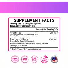 Women's Dietary Supplement - With Raspberry Ketones, Garcinia Cambogia, And Green Tea Extract - Boosts Energy - 120 Capsules - 1瓶 - 查看 2