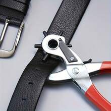 1 buah Alat Pelubang Sabuk Kulit Imitasi Tugas Berat - Alat Tangan Baja Berputar dengan Pegangan Karet Merah, Cocok untuk Sabuk, Proyek Jahit, dan Kerajinan Tangan - Hadiah Sempurna untuk Penggemar DIY, Alat Pelubang Kulit Imitasi - 1 buah - View 3