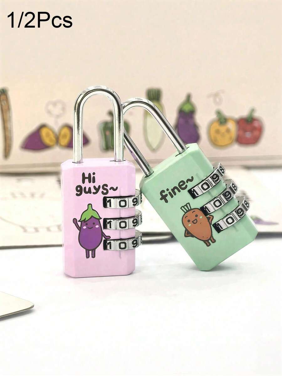 1/2pcs Steel Wire Rope 3-Digit Combination Padlock, Luggage Combination Cable Lock Small Combination Lock Set, Number Combination Padlock - Multicolor - View 1