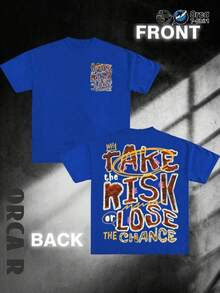 Camiseta de manga corta para hombre de estilo urbano, de algodón, de alta calidad, moderna, suave y cómoda, con un elegante diseño estampado que presenta el patrón TAKE RISK OR LOS - Negro - Ver 10