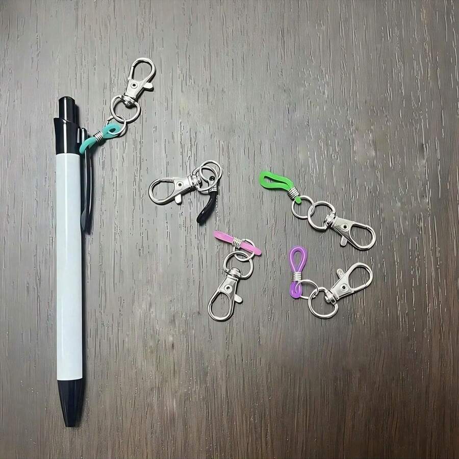 5個/10個彩色筆夾,附矽膠握把與金屬龍蝦扣,適用於護士識別證捲軸與掛繩,開學必備 - 彩色 - 查看 1