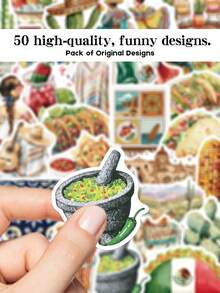 YWWBLD 50pcs Mexican Style Stickers, Suitable For Skateboard, Guitar, Luggage, Folder, Room Decor DIY Graffiti Stickers - Multicolor - View 6