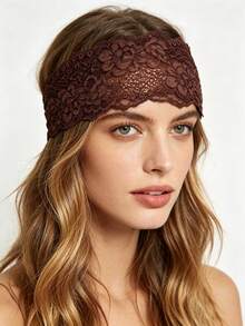 3er/Set Damen einfarbige bestickte Spitze elegante Mode atmungsaktive bequeme leichte dekorative Haarreifen, geeignet für tägliches Pendeln, Einkaufen, Reisen, Fotografie, exquisites Geschenk für beste Freundin Sommer Haaraccessoires - Reismehl braunes dreiteiliges Set - Übersicht 3