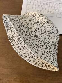 1 Buah Topi Bucket Wanita Motif Leopard, Topi Pelindung Matahari Musim Panas, Topi Bucket Berumbai Gaya Retro - Topi bucket motif macan tutul robek JA - View 7