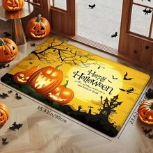 1 PIEZA/2 PIEZAS/3 PIEZAS Alfombra de Suelo de Halloween, Estampado 3D de Luna & Calabaza. Esponja Suave, Antideslizante & Lavable a Máquina, Excelente para Cocina, Baño y Exterior en Todas las Estaciones - Multicolor - Ver 15