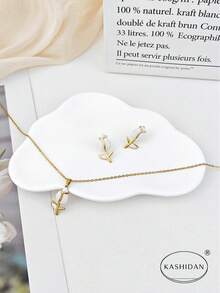 KASHIDAN 1/3 Sets Stainless Steel Tulip Jewelry Set, Suitable For Women And Girls, Includes Pendant Necklace And Stud Earrings, Hypoallergenic Waterproof Fashion Jewelry, Gold-Rimmed Flower Earrings, Women's Flower Earrings, Perfect For Daily Wear, Ideal Valentine's Day Gift For Girlfriend, Great For Summer And Autumn Outfits - Multicolor - View 10