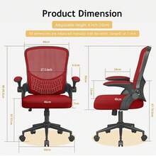 Ergonomic Mesh Office Chair With Flip Armrests And Lumbar Support - Rojo - Ver 3