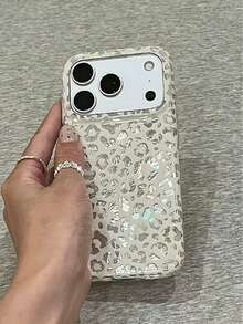 高級時尚百褶銀色豹紋手機殼，適用於 iPhone 17 Pro Max、17 Pro、16 Pro、16 Pro Max、15 Pro、15 Pro Max，霧面防摔保護殼，女性時尚款 - 銀色 - 查看 2