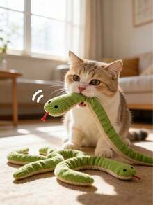 1 pieza Juguete de serpiente para gato, textura de lino suave tejida, juguete de serpiente de 13 pulgadas, sonido realista, adecuado para caza interactiva de gatos y perros, aplicable a varios gatos y perros de interior - Multicolor - Ver 1