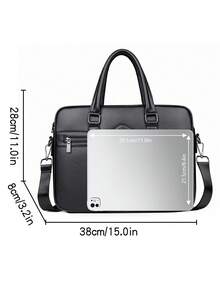 saroxi Tas Laptop Pria, Kapasitas Besar untuk Dokumen dan Perlengkapan Kantor, Gaya Komuter Bisnis, Kulit PU, Tekstur Leci Minimalis Warna Polos, Hadiah untuk Suami, Perlengkapan Penting Musim Gugur - Hitam - View 12