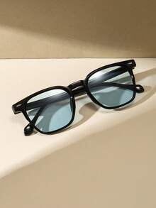 Vintage Retro Square Sunglasses Women Men, Blue Ocean Lens Fashion Shades, Summer Holiday Essential For Beach Travel Driving - Blue - View 2