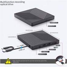 五合一外置光驱,USB3.0+Type-C双接口,便携式CD/DVD/VCD刻录机,超薄光驱,带SD/TF卡读卡器,兼容笔记本电脑、台式机、 - 查看 6