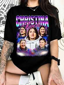 Vintage Christina Koch T-Shirt, Counterfeit Christina Koch T-Shirt, Christina Koch Astronaut T-Shirt, Christina Koch Artemis II Mission T-Shirt - 黑色 - 查看 1