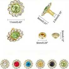 30/100 Sets 11mm Rhinestone Rivets, Including Colorful Sunflower Rivets, Suitable For Handmade Repair, Decorative Beading And Jewelry Making - C - View 9