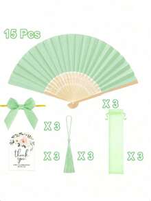 1個/15個/25個 婚禮扇子伴手禮附透明薄紗袋、蝴蝶結流蘇禮品卡、手持摺疊扇，適用於伴娘禮物、婚禮派對裝飾、新娘派對伴手禮、蝴蝶結流蘇拍照道具 - 多色 - 查看 7