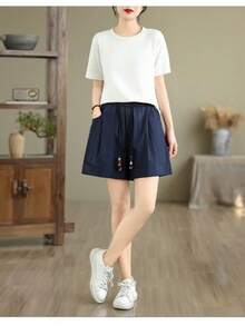Women Shorts - Blue - View 5