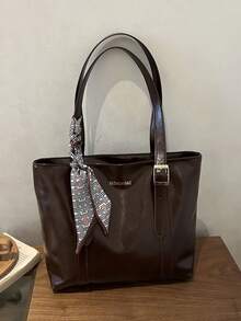 Vintage Large Capacity Handbag For Women, New Minimalist Fashion Versatile Commuter Shoulder Tote Bag - Coffee - View 8