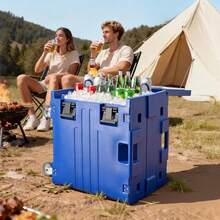 90L Insulated Food Container Carrier, Hot Box For Catering, LLDPE Food Container Carrier With One-Piece Buckle, Front Loading With Handles, End Loader With Wheels - 90 L - View 9