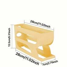 1PC 3-Tier Automatic Rolling Sliding Refrigerator Storage Rack - Heavy Duty Transparent Plastic Space-Saving Shelf, Non-Slip Design, Manual Operation (No Battery Required), Suitable For Refrigerator, Pantry And Behind Door Storage - Compatible With Eggs And Other Items (Drawer-Style Cabinet Rack) - Multicolor - View 8
