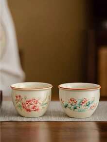 Traditional Ru Kiln Ceramic Tea Cup, Ice Crackle Glaze, Health-Preserving Kung Fu Tea Cup, Single Cup, Handmade, Chinese Tea Set, Home And Office Decor - Multicolor - View 3