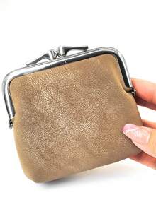 Women's Short Straw Woven Bag Soft PU Snap Wallet Clip Multi-Functional Coin Purse ID Card Holder, Simple Lightweight Compact Exquisite Convenient To Carry Suitable For Holiday Gift - Brown - View 2
