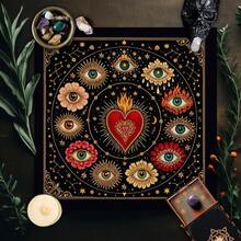 1PC Celestial Tarot Altar Cloth Suitable For Tarot Readings Moon Phase Ceremonies Meditation Spaces Table Cover For Witchcraft Practices Elegant Mandala Altar Cloth With Mystical Design Table Cloth 12 Zodiac Signs Oracle Mat Boho Playmat Home Decor - Multicolor - View 3