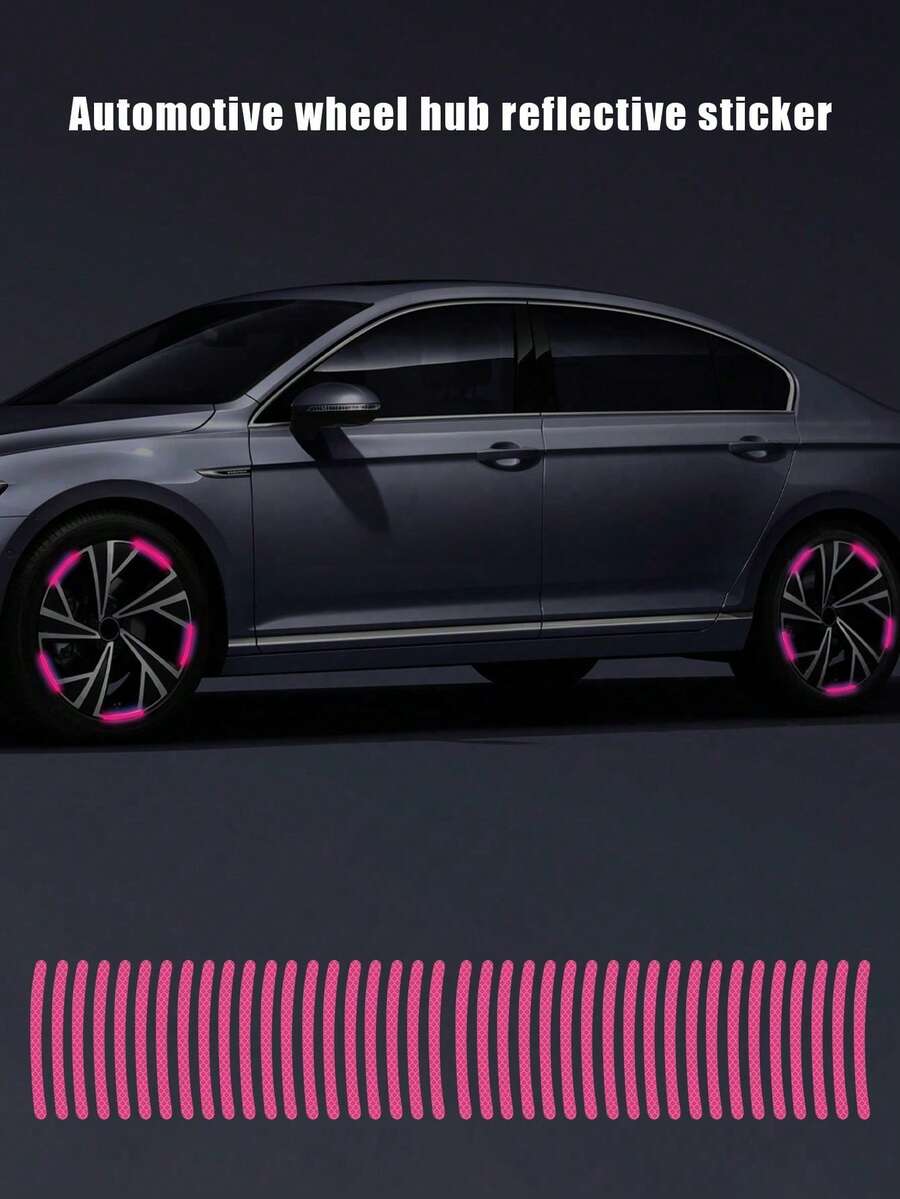 Car Wheel Hub Reflective Stickers, Tire Strip Warning Stickers, Suitable For Car, Motorcycle, Bicycle Night Visibility, Car Wheel Rim Reflective Stickers, Tire Warning Stickers, Creative, Motorcycle, Electric Vehicle, Modification Sticker Decoration, Mountain Bike Reflective Wheel Strip Stickers, Suitable For Motorcycle Wheels, Car, Bicycle, Bicycle Reflective Stickers, Decorative Stripes, Wheel Reflective Stickers
