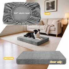 DUJUIKE Dog Bed Cover, Soft Plush Replacement Cover, 100% Waterproof, Soft Fleece/Velvet Material, Waterproof And Removable/Washable Dog Bed Cover (Light Gray) - Light Grey - View 4
