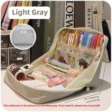 90° Multi-Layer Pencil Case, Student Stationery Organizer, Large Capacity, Sorted And Organized. - 墨綠色 - 查看 8